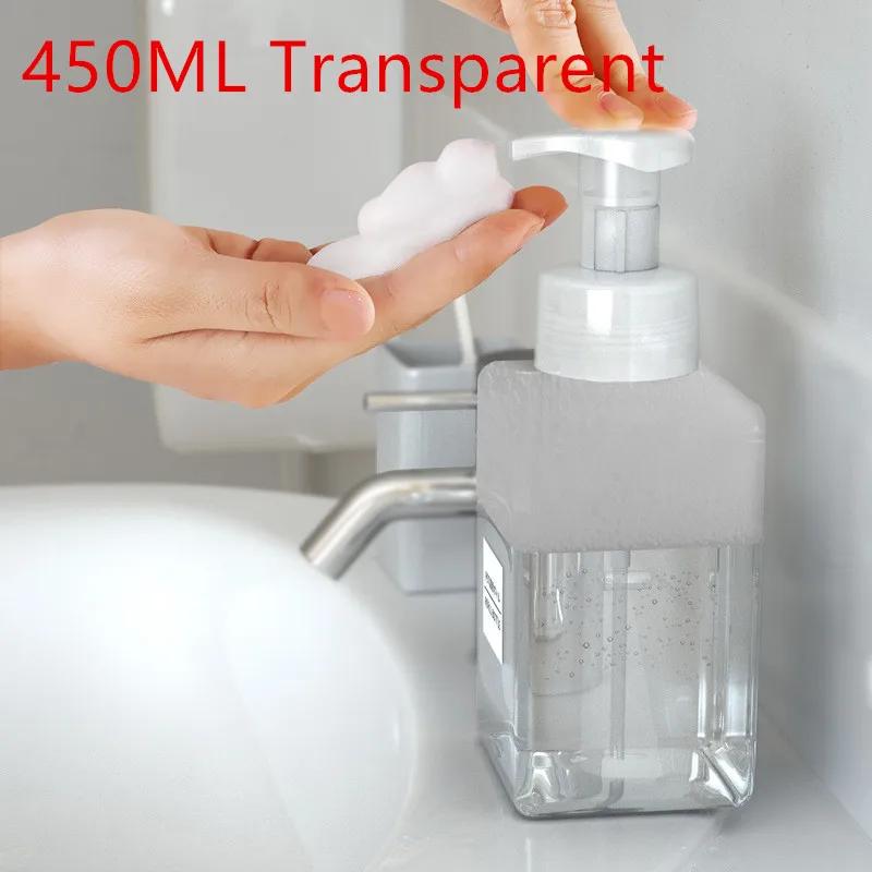 Transparent 250/450/650 мл дозатор мыла пены пенясь насос Пустые Квадратные бутылки Пластик путешествия прозрачная бутылка жидкости для геля для душа, пены насос - Цвет: Transparent