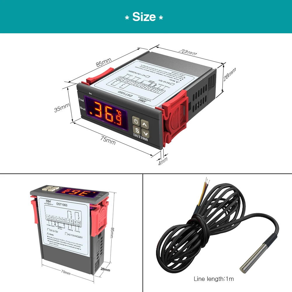 DST1000 STC-1000 12 В 24 в 110 В 220 В светодиодный цифровой регулятор температуры инкубатор терморегулятор Термостат с нагревателем охладитель
