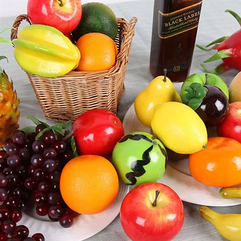 Lote de 12 piezas de decoraci&oacute;n Artificial, Mini frutas de imitaci&oacute;n, manzana, naranja, lim&oacute;n, modelo artesanal-1