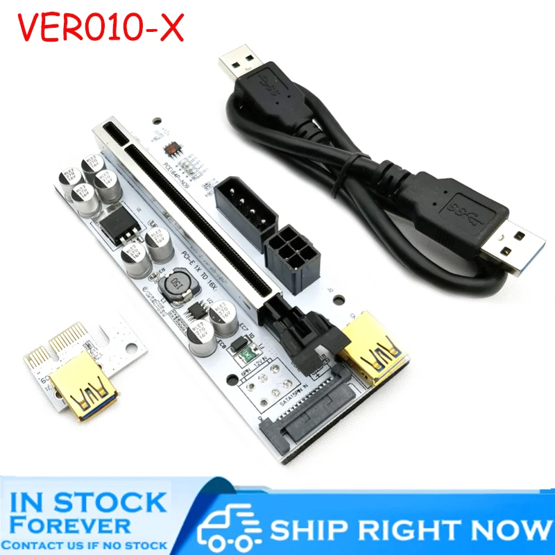 

0.6M VER010-X PCI-E 1X To 16X Riser Card PCIe Extender SATA To 4Pin Power USB 3.0 Cable For Video Graphics Card Riser Card