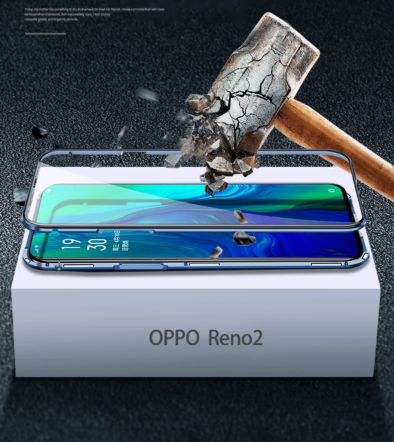 for oppo reno 2 case magnetic double side clear tempered glass cover cases for reno 2z 2f z realme xt x2 pro ace fundas coques free global shipping