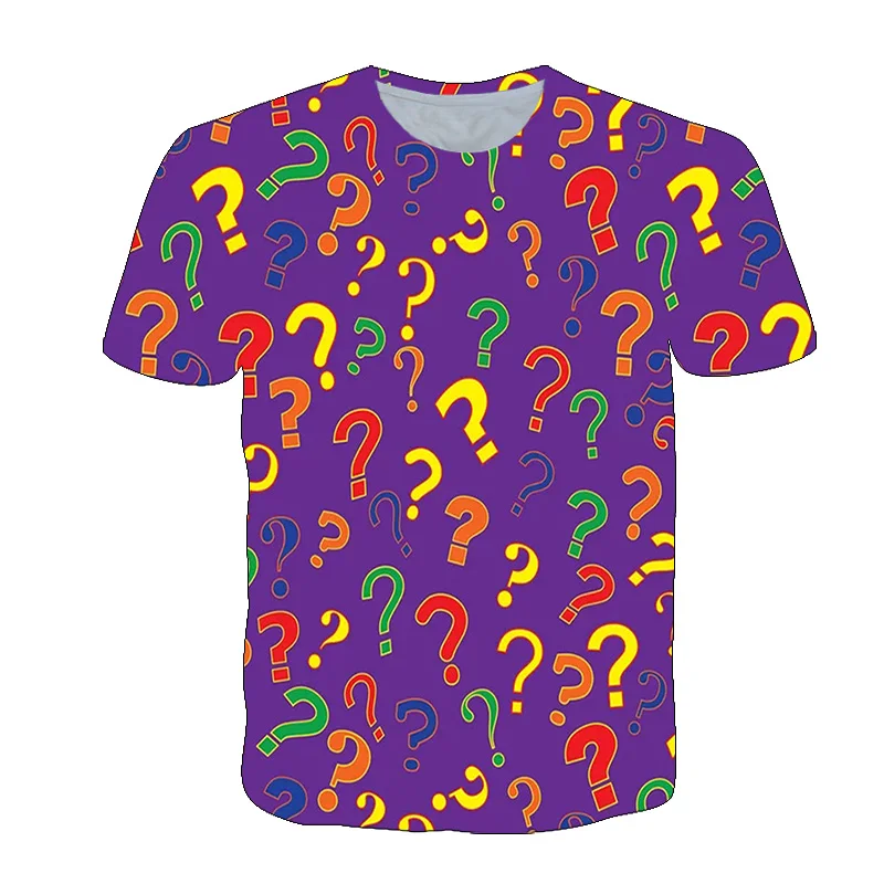 

Summer new T-shirt 3d printing T-shirt unique novelty question mark pattern boys and girls short-sleeved tops fashion 4T-14T