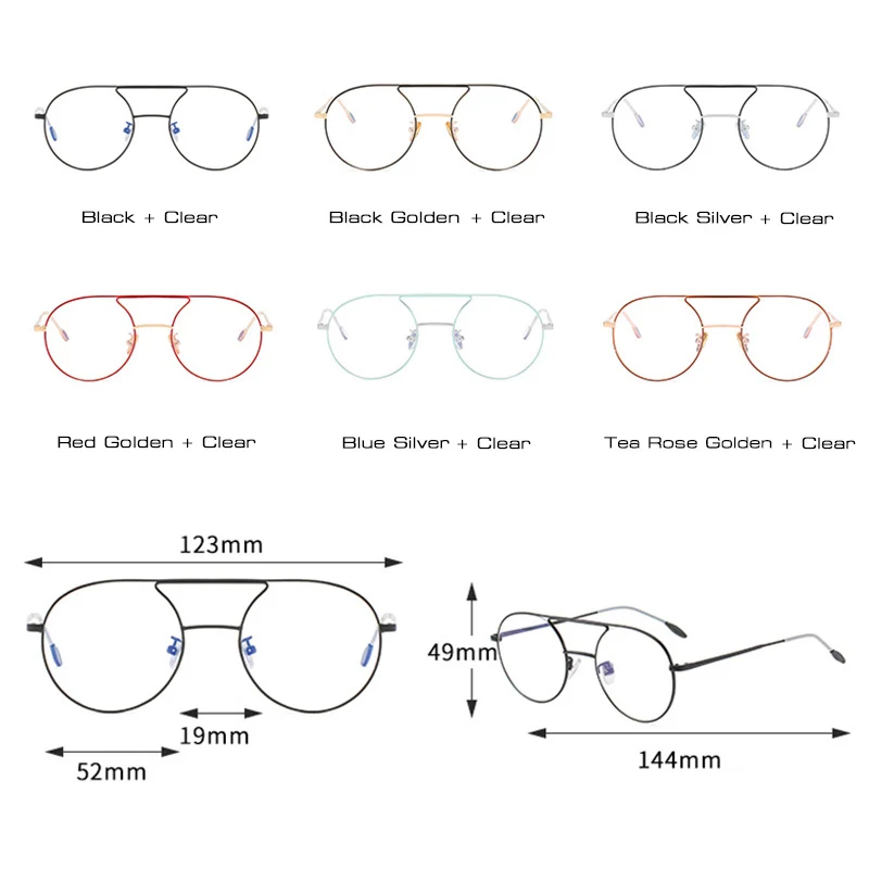 Женская круглая оптическая оправа для очков с двойным мостиком модная из сплава