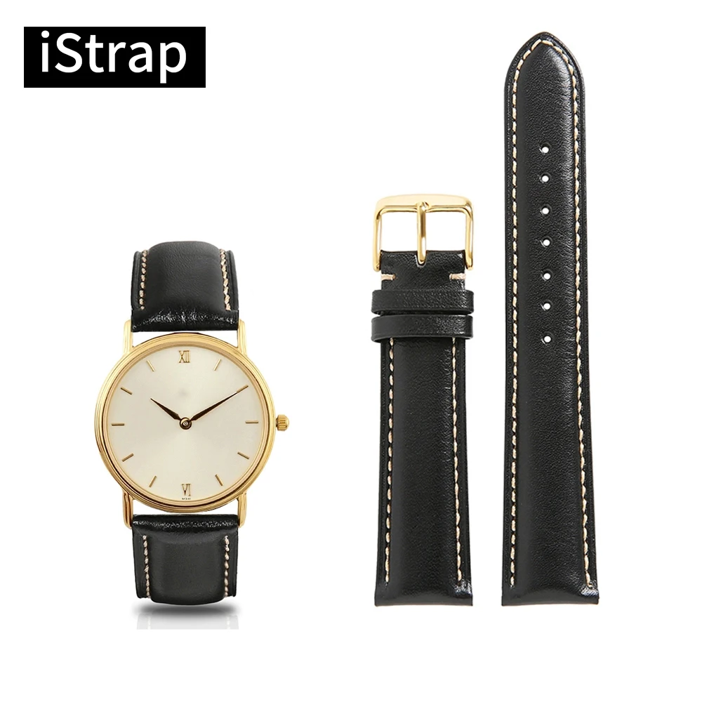 Ремешок для часов iStrap 18 мм 19 20 21 22 черный ремешок из натуральной кожи с бежевым