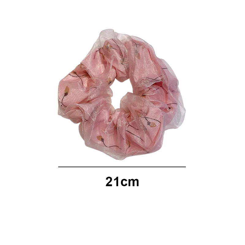

2021 Summer Organza Hair Scrunchies Laser Large Chiffon Women Elastic Hair Band Headwear Ponytail Holder Hair Ties Accessories
