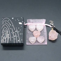 natural stones rose quartz love heart original stone winding silk necklace healing decor jewelry accessories charm gift box 6pcs
