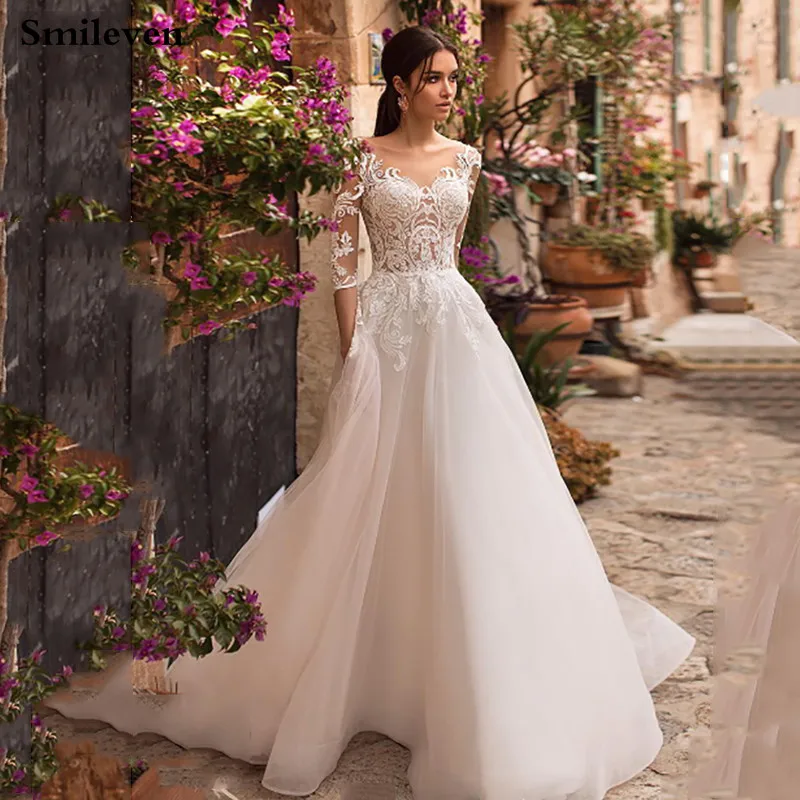 Smileven свадебное платье 3/4 с длинным рукавом Boho платья невесты для женщин Линия