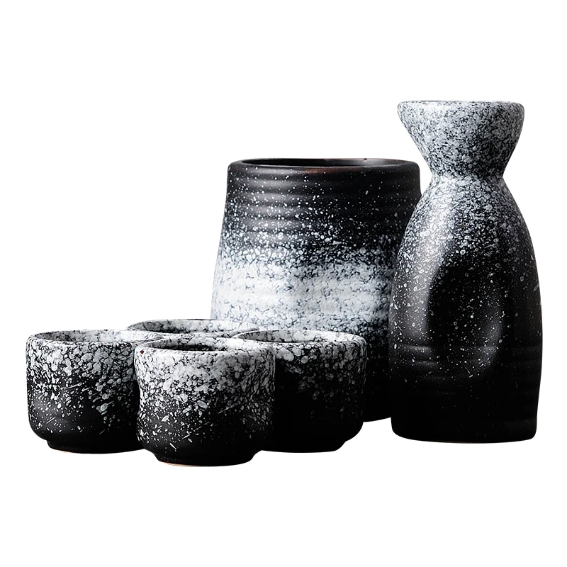 

Japanese style vintage handmade wine set household white yellow wine spirit ceramic cup pot sake warmer wineware