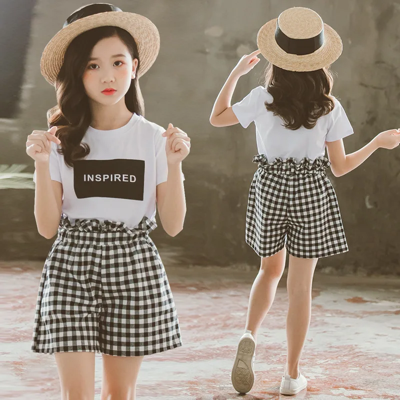 Комплект летней одежды для девочек подростков 2019 комплект из двух предметов