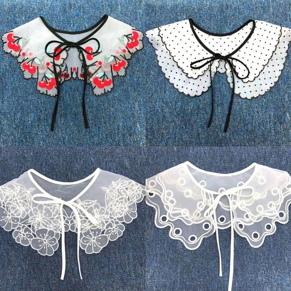 

65% Dropshipping!!Women Fruit Dot Print Fake Collar Flower Bow Sweater Dress Shawl Garment Cape