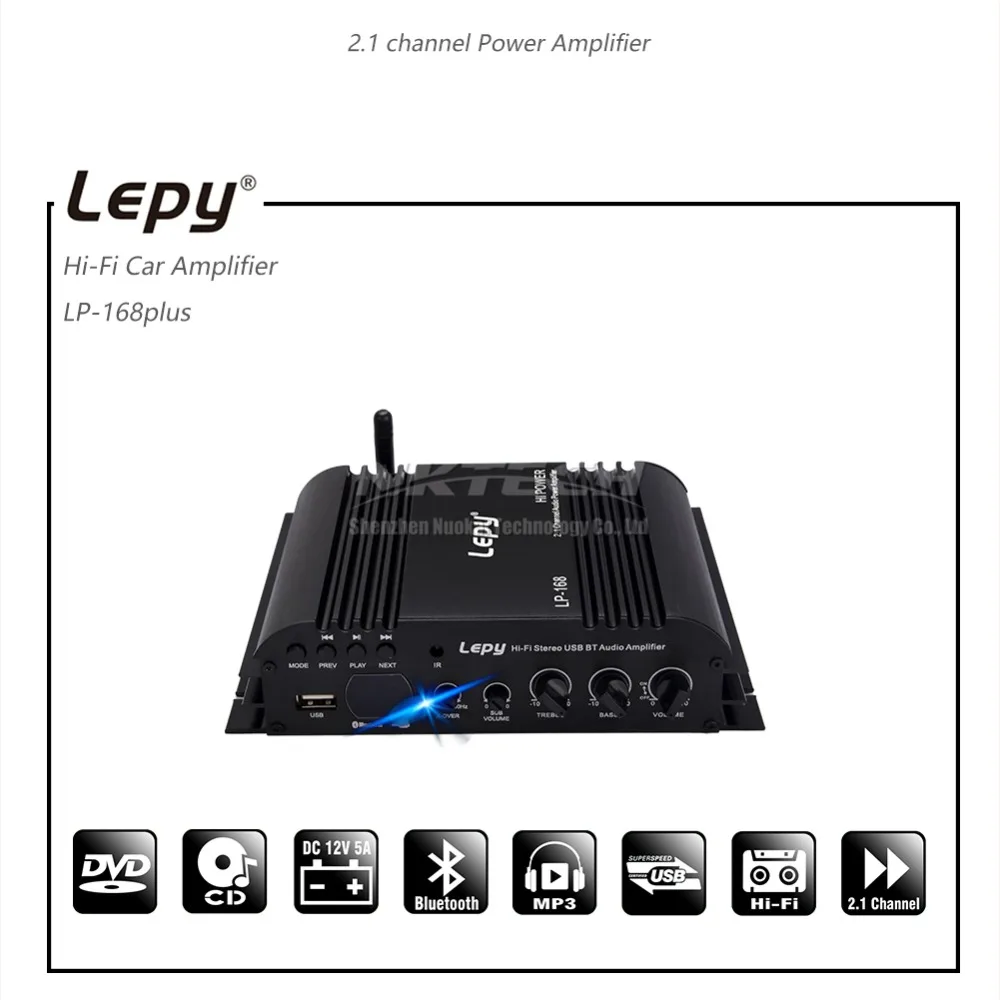 Lepy LP-168 Plus цифровой стерео аудио усилитель мощности HiFi Автомобильный плеер Bluetooth 2,1 канал IR 2x45 Вт 1x68 Вт USB MP3 MP4 DVD AMP