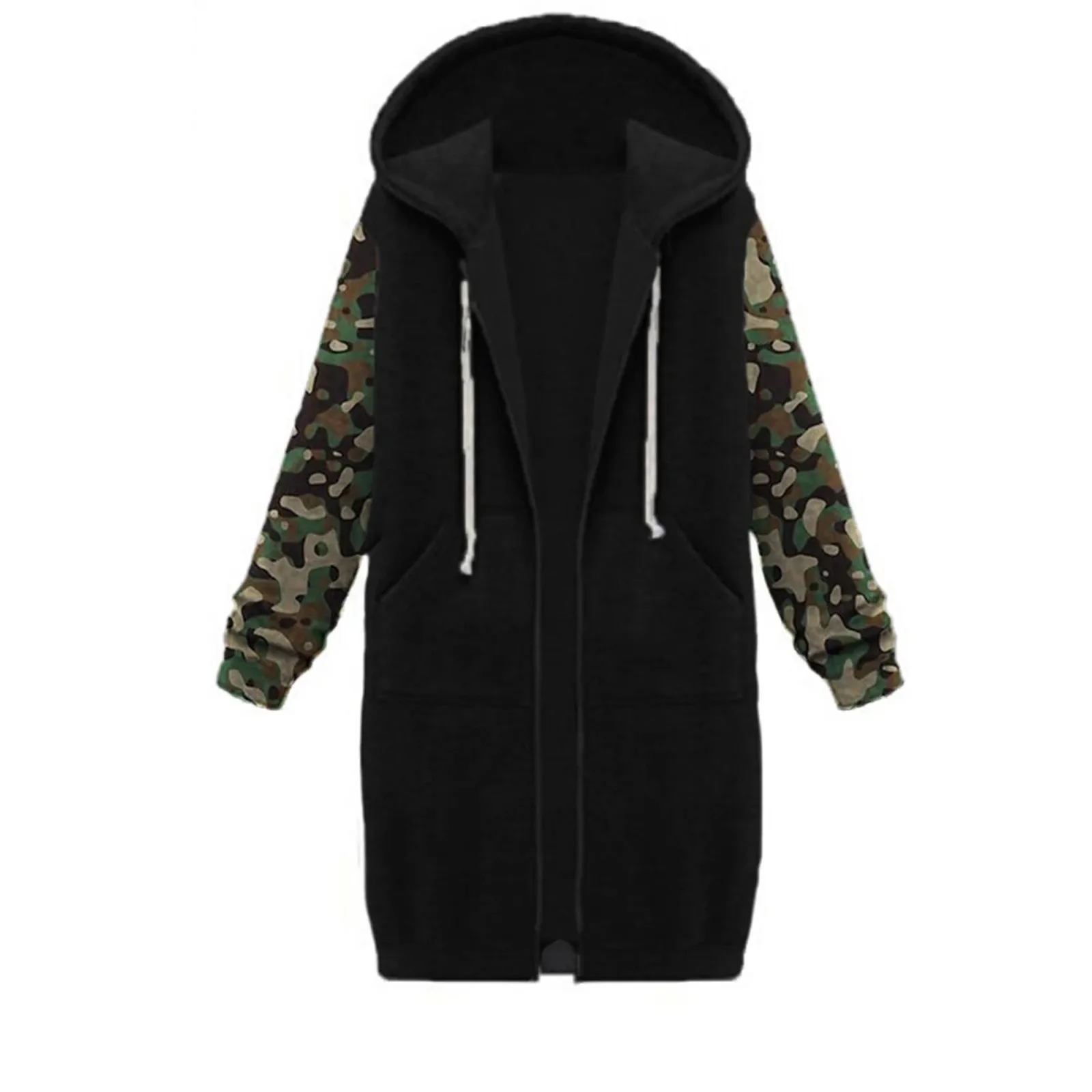 Женские зимние утепленные толстовки больших размеров с капюшоном на молнии