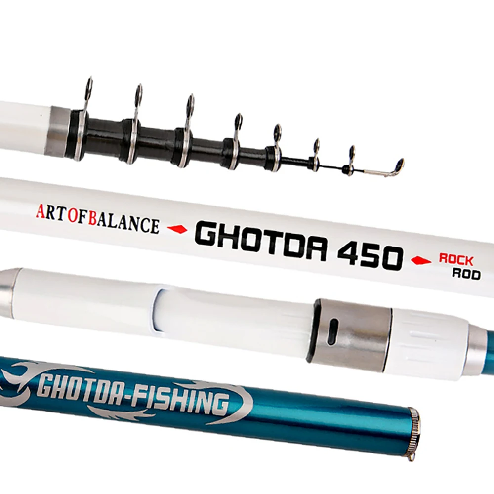 GHOTDA Carbon fiber Spinning Fishing Rod Power Telescopic Rock Fishing Rod Carp Feeder Rod Travel Boats Sea 3.6-6.3m