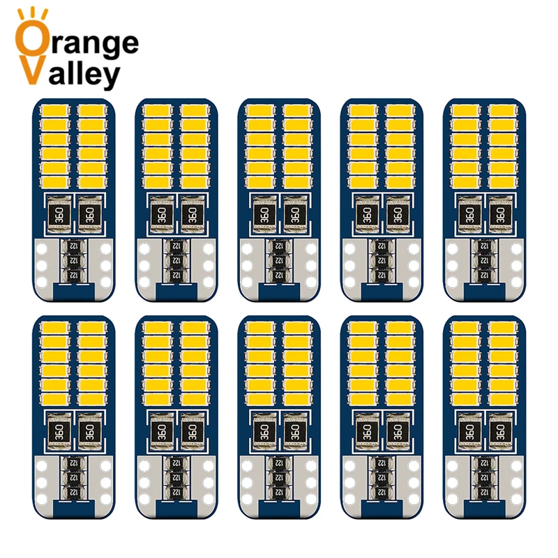 

10 шт. T10 W5W 24 светодиода 194 501 Авто 3014 SMD Автомобильные внутренние Фары габаритные огни 12 В постоянного тока