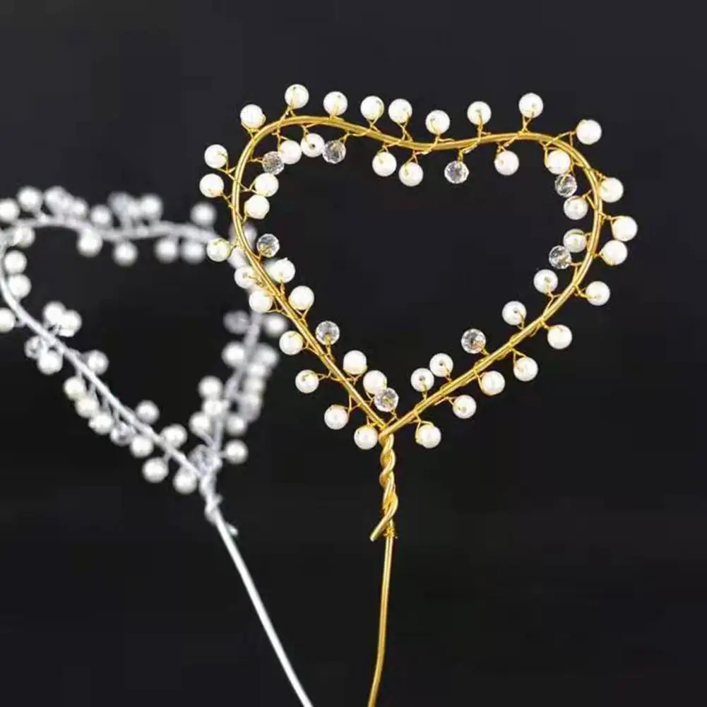 

Cake Topper Stylish Exquisite Metal Heart Shape Visual Effect Cake Decor for Home