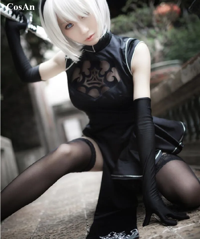 

Hot Game NieR:Automata 2B Cosplay Costume Lovely Balck Cheongsam Activity Party Role Play Clothing High Quality Custom-Make Any