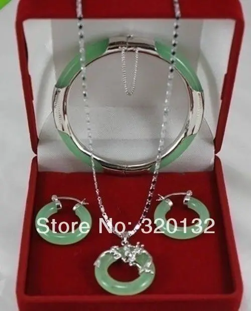 Бесплатный sh IPPING&gt @&gt новый список браслет из нефрита кулон серьги комплект