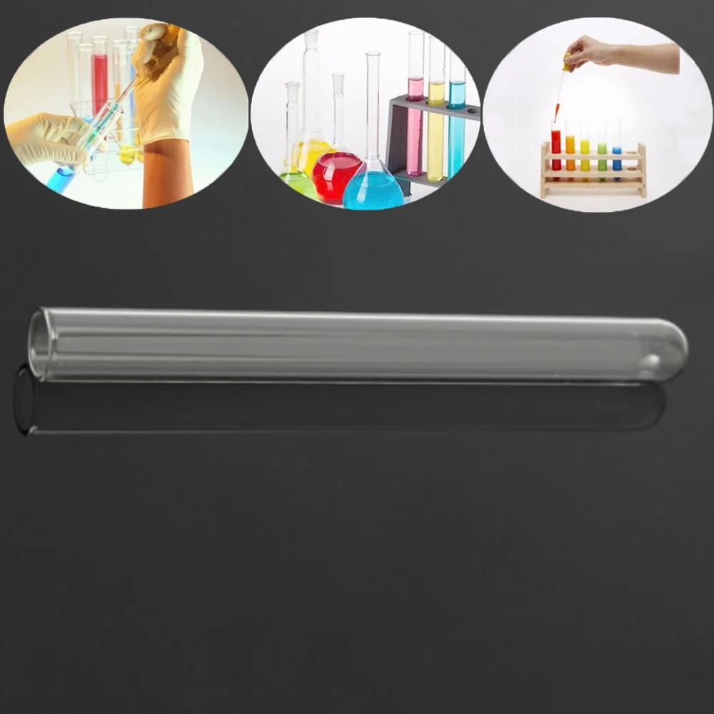 Стеклянная тестовая трубка с круглым дном и пробкой боросиликатная химическая