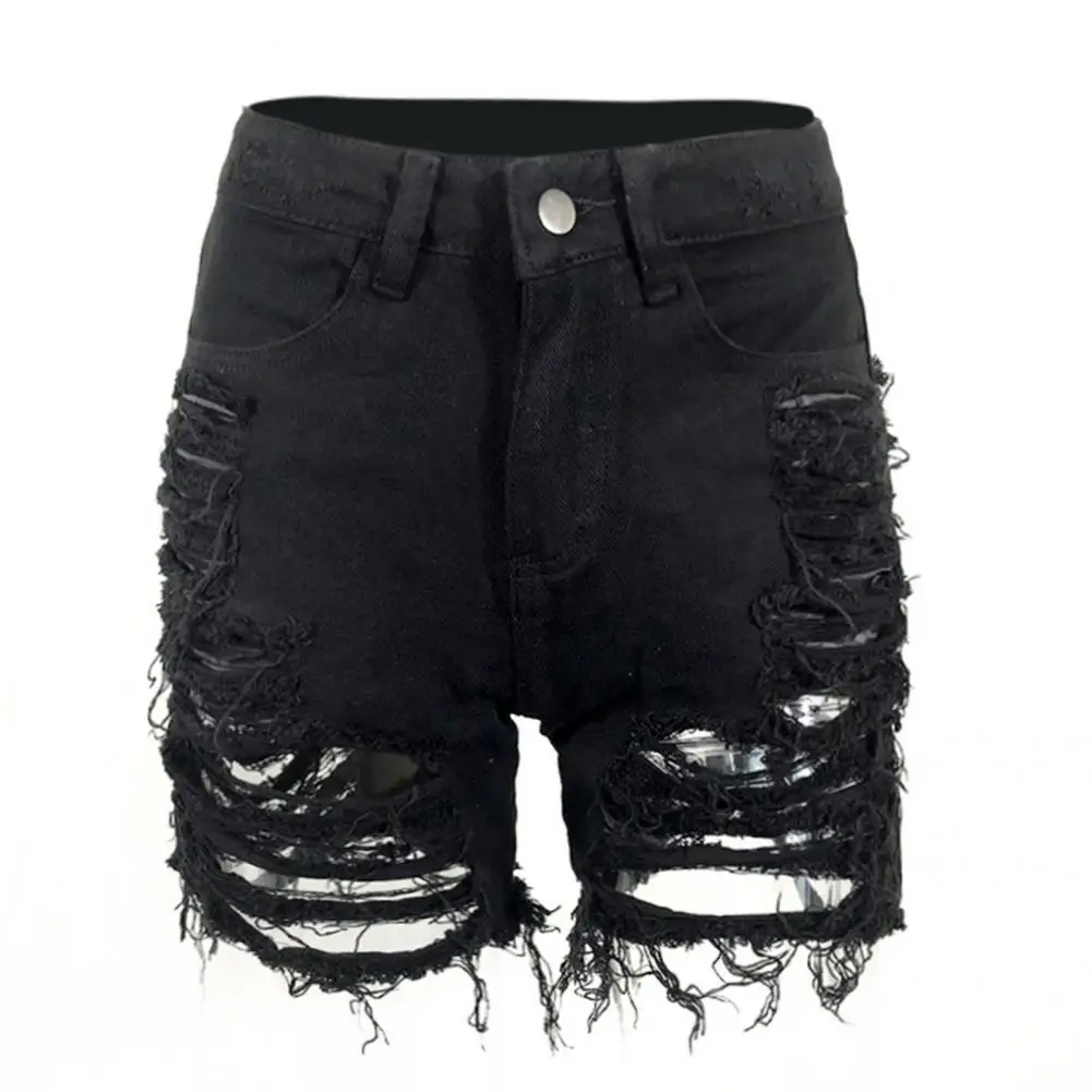 

5 Colors Summer Ladies Solid Color Ripped Short Jeans Streetwear Ripped Short Jeans Denim for Beach