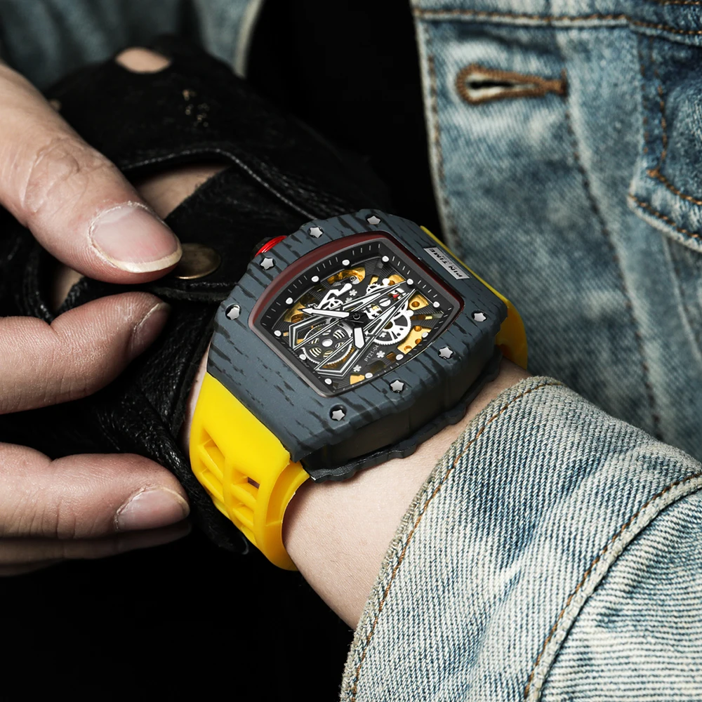 Автоматические механические часы PINTIME мужские наручные часы-скелетоны в стиле