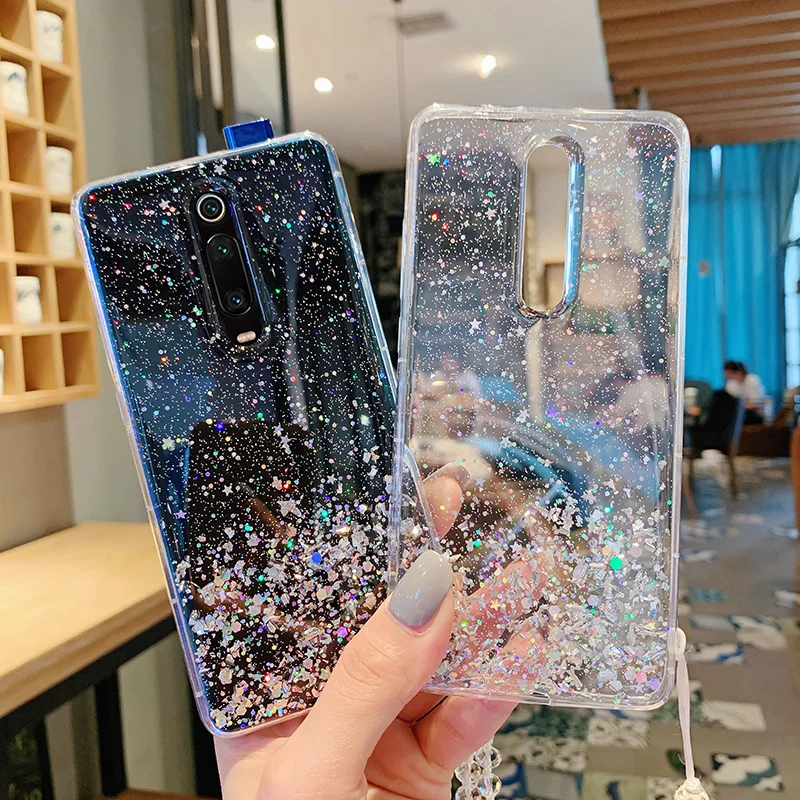 Блестящий чехол с блестками для Xiao mi Red Note 8 7 5 6 Pro 6A 7A 9 lite A2 A3 CC9E CC9 SE 9T K20 pro POCO F1
