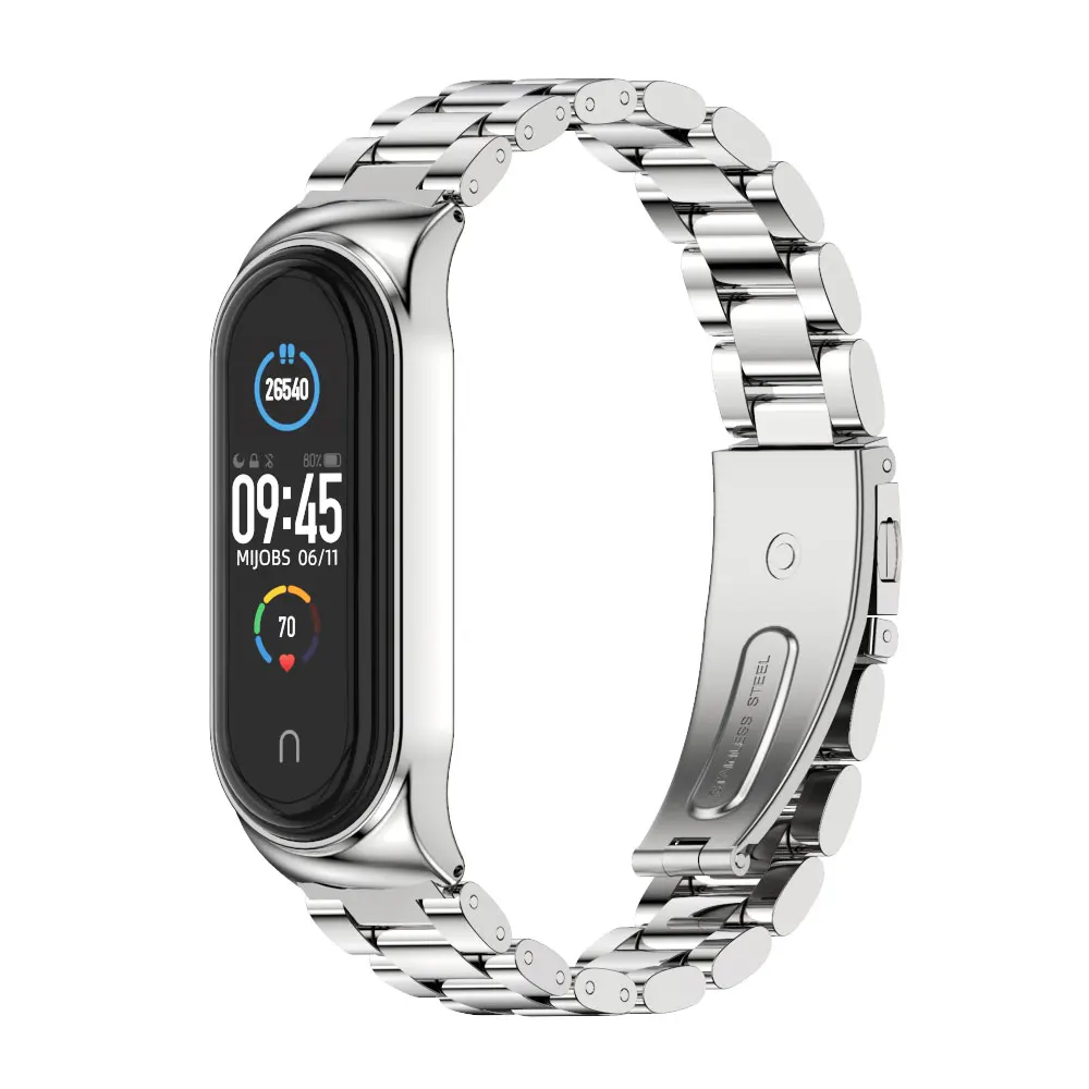 Ремешок для Xiaomi Mi Band 5 6 7 NFC Глобальный металлический браслет на запястье 4 Браслет