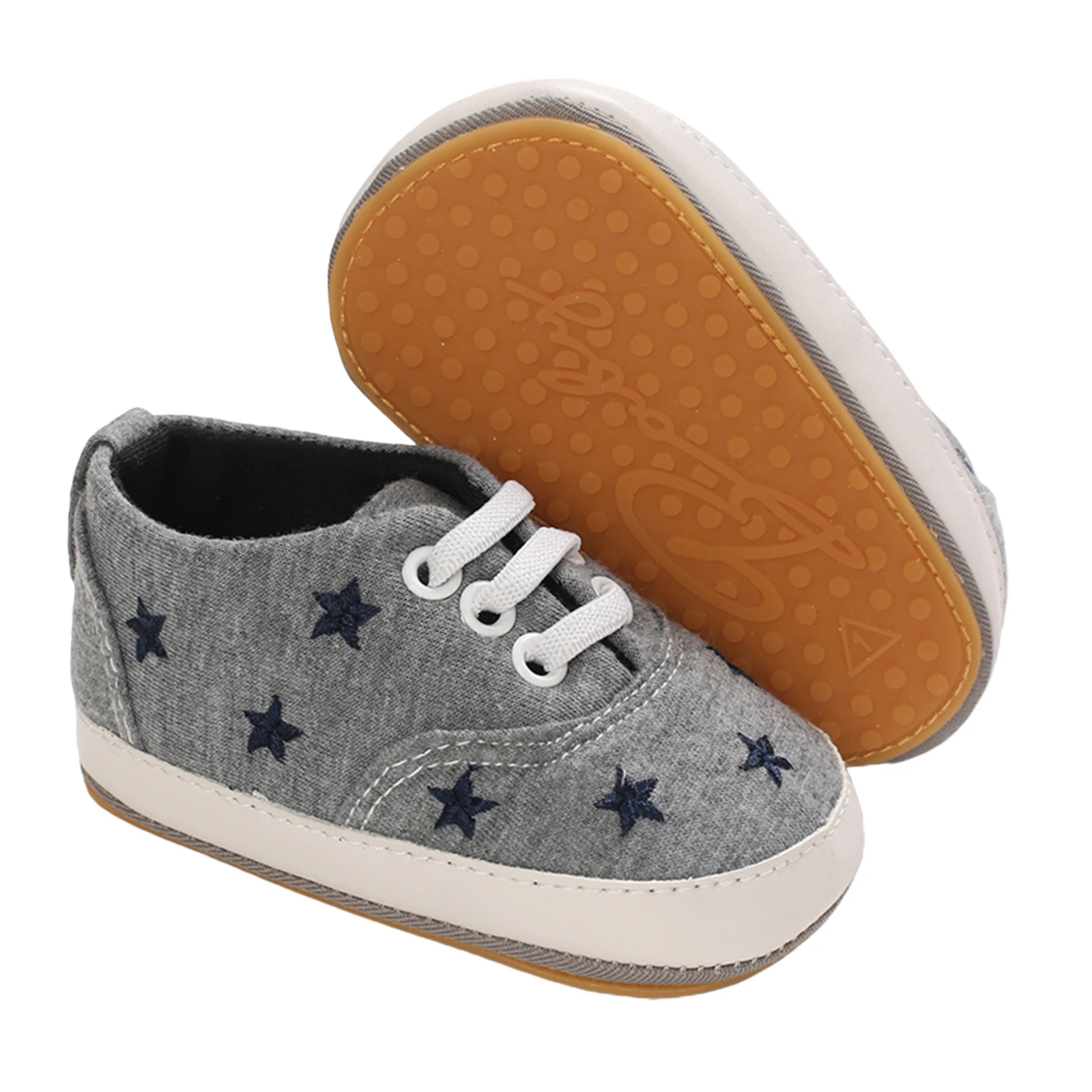 Туфли холщовые для маленьких девочек с вышивкой сердечек и звезд мягкая