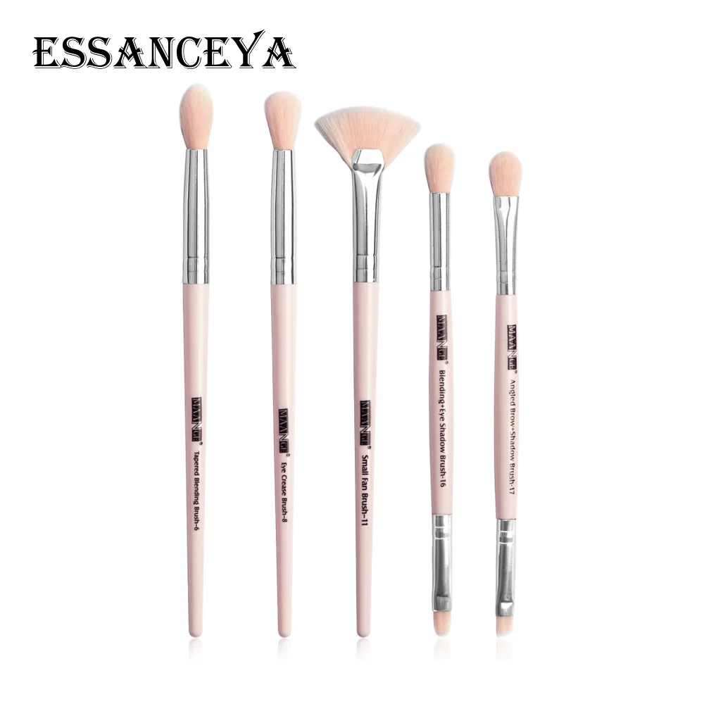 5pcs pink ESSANCEYA Профессиональный набор кистей для макияжа 5/12 шт Тени для век Кисть для смешивания подводка для глаз для ресниц и бровей кисти инструменты для макияжа - Handle Color: 5pcs pink