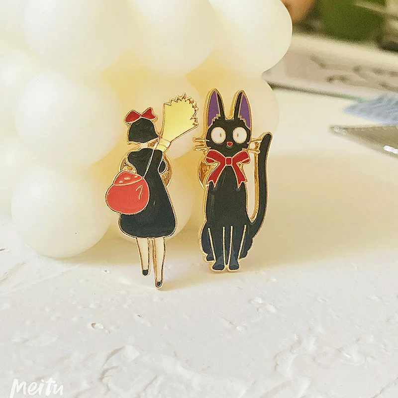 

Lovely Little Witch Bouquet Girls Brooch Cute Japanese Badge INS Tide Cartoon Girl Cat Brooches Personality Badge