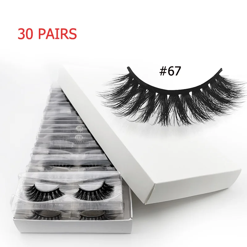 30pairs67W 30 пар ресниц Объемные ресницы оптом 3d норковые ресницы Объемные норковые ресницы натуральный макияж Накладные ресницы «maquiagem» cilios - Цвет: 30pairs67W