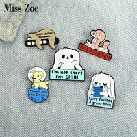 bookworm enamel pins custom rabbit dog sloth brooch lapel badge bag cartoon animal jewelry gift for kids friends