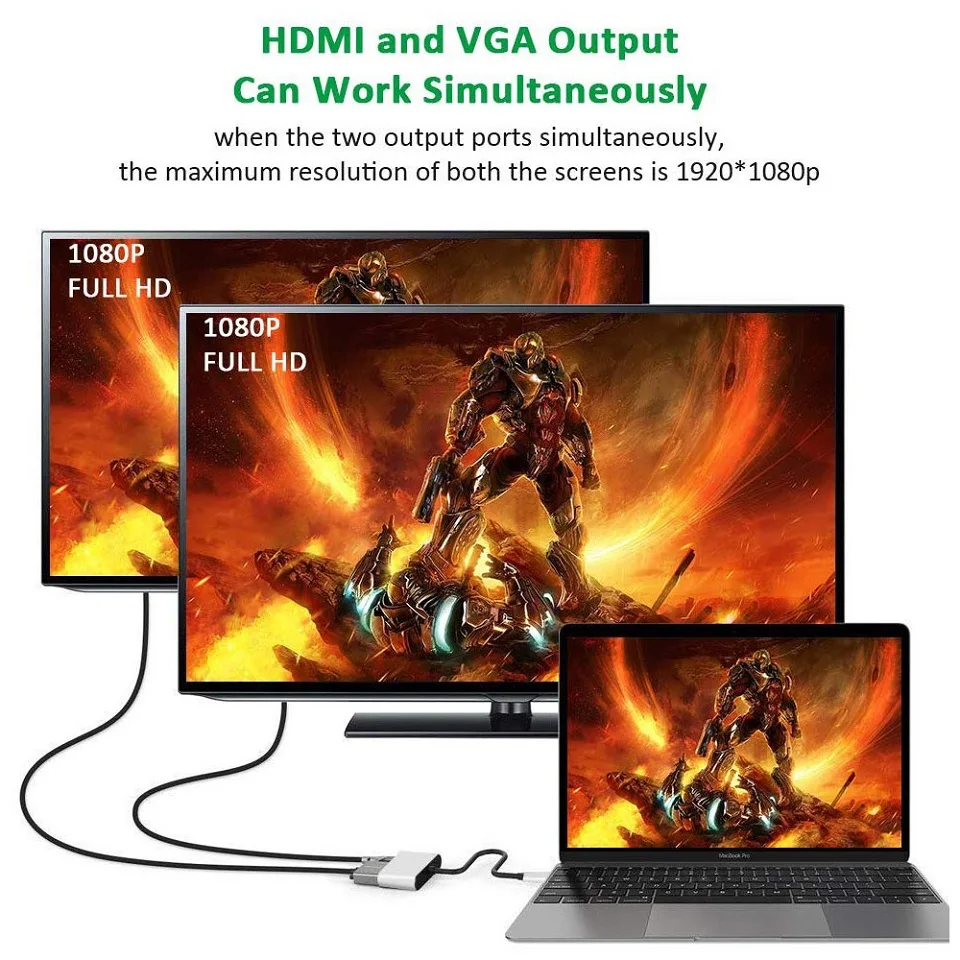 Адаптер USB 3 0-HDMI VGA с двойным дисплеем преобразователь в HDMI поддержкой 1080P выход