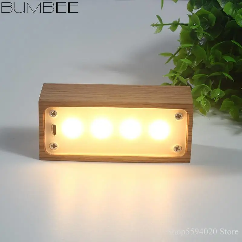 

Solid Wood LED Night Light Creative Gift Desktop Decorative Lamp USB Touch Charging Table Lamp Bedroom Bedside Lighting