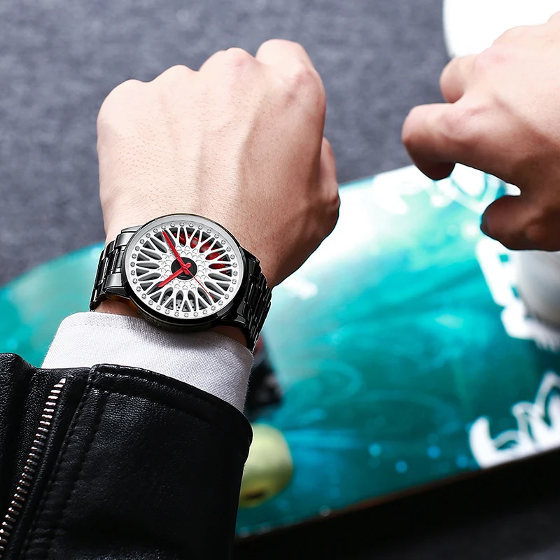 Мужские наручные часы Nektom спортивные кварцевые с ободком колеса