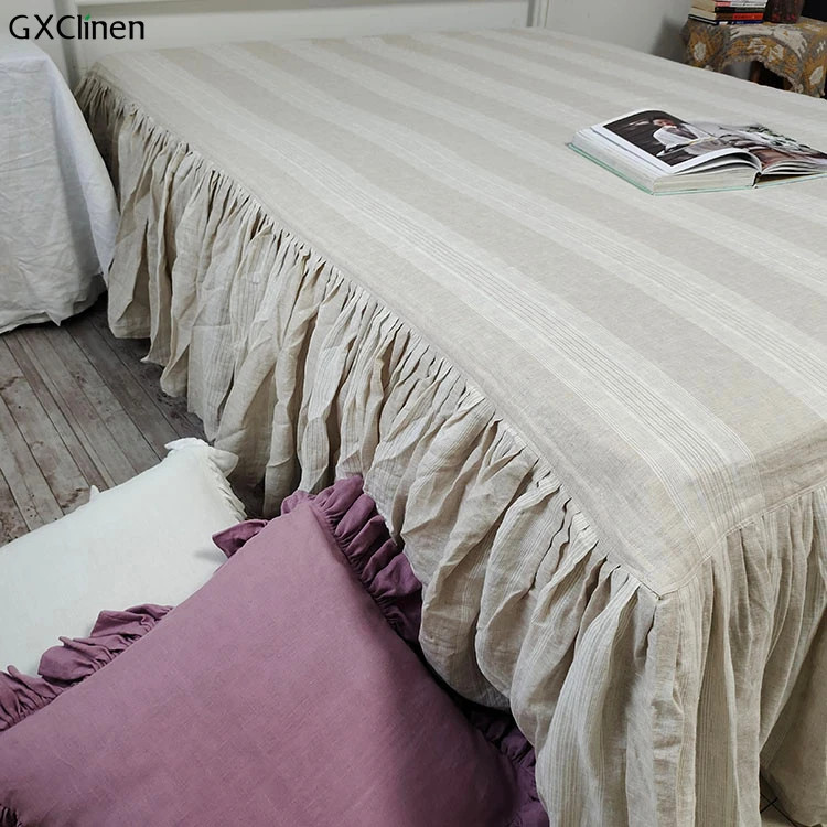 Постельное белье с французскими камнями мягкое покрывало из 100% льна оборками