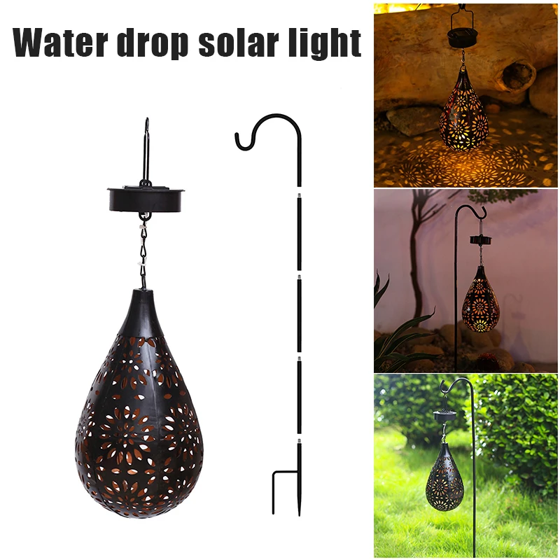 

Waterproof Solar Iron String Lights Solar Garden Water Drops Hanging Light for Outdoor Garden Decoration Projection Lamp MC889
