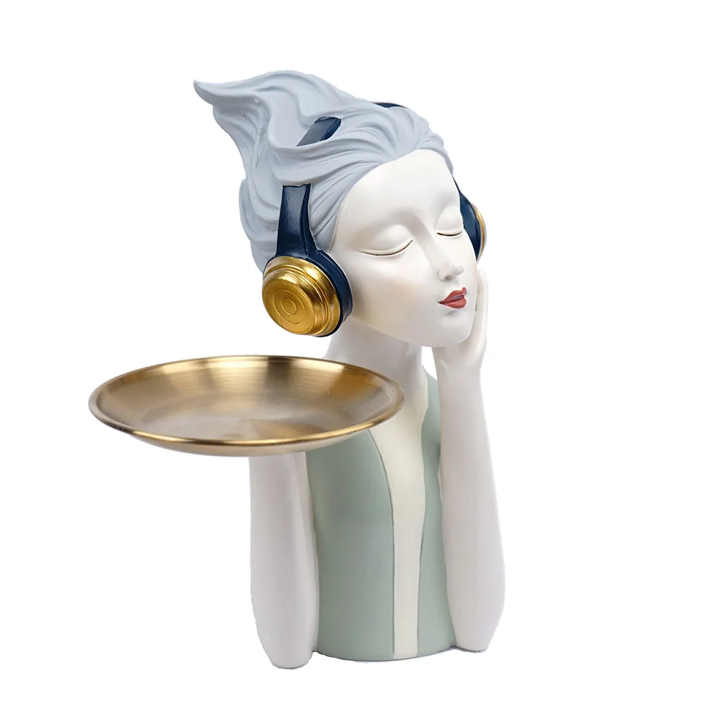 

Home figurines for interior home decoration accessories room decor Sculpture Tray storage Fat woman cute piggy chef fashion girl