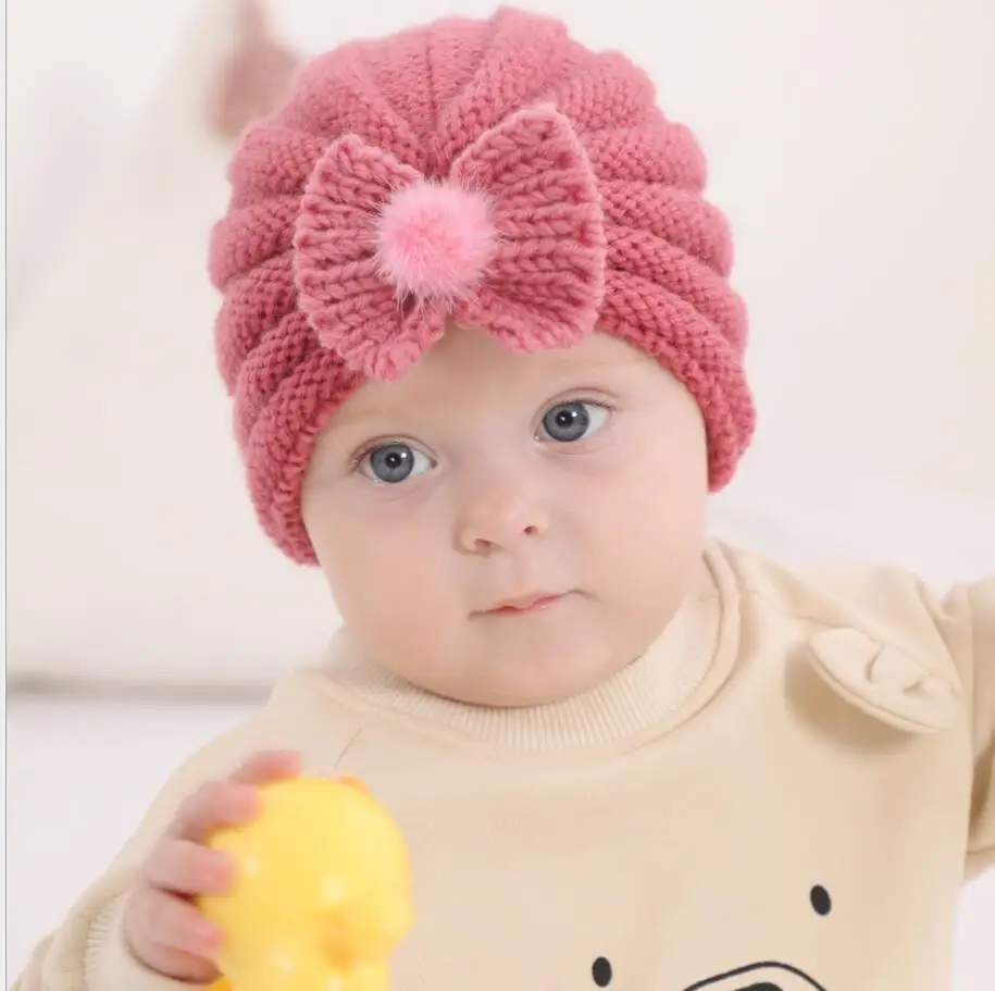 

20 шт./лот, вязаный Тюрбан ручной работы, Детская повязка на голову, вязаная шапка для маленьких девочек, вязаная шапка с кроликом для детей, а...