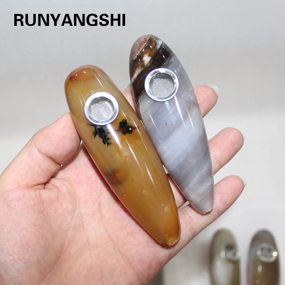 Runyangshi 1 шт. натуральные кристаллические палочки основной Агат Камень Массажная палка smokey труба для здоровья