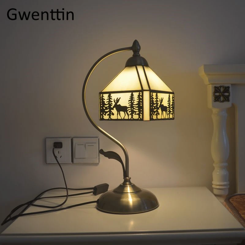 Средиземноморские Тиффани витражные настольные лампы для гостиной спальни