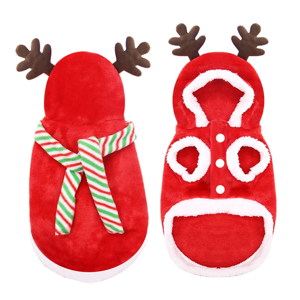 Рождественская Одежда для собак милый костюм Санты мопса чихуахуа домашний