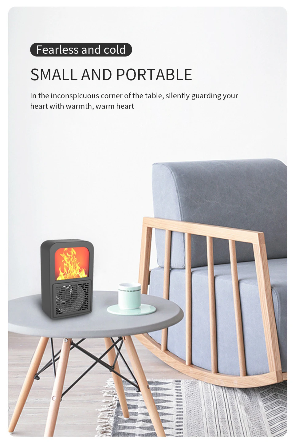 Portable 3D Flame Heater Space Home Mini Electric Heaters Heated Room Heaters Fan Small Heating Stove Radiator Machine for EU/US