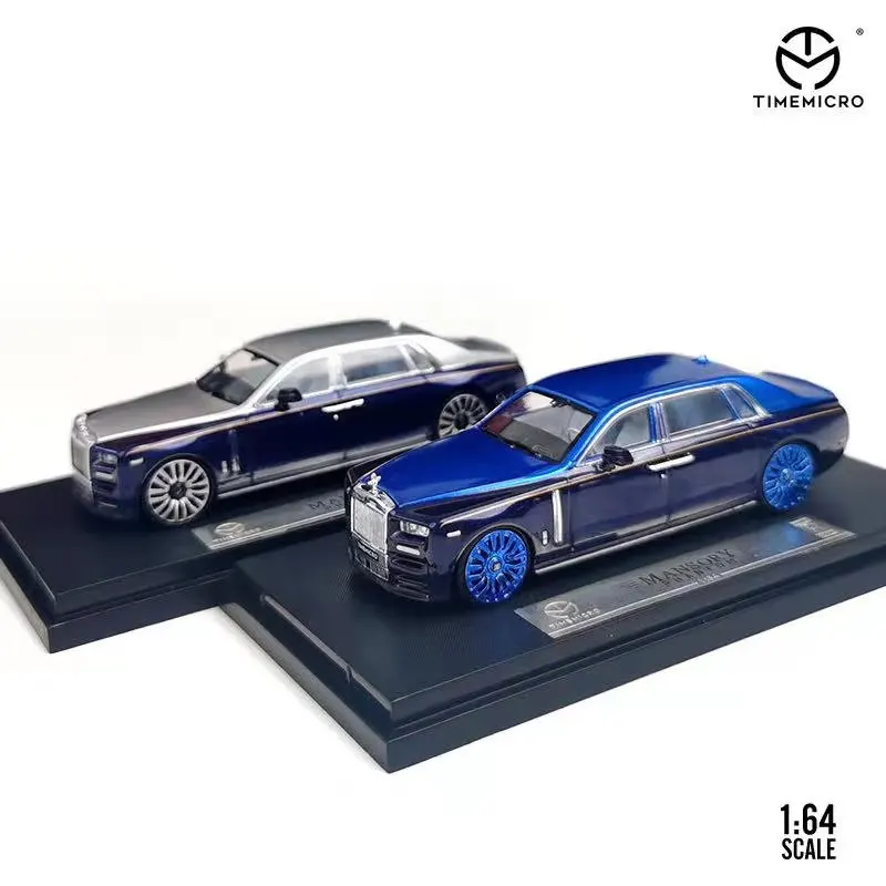 

Model Car 1/64 Time Micro 1:64 Diecast Model Car Rolls-R Phantom 8 Refitted Star Blue New Silver Top+Blue Top