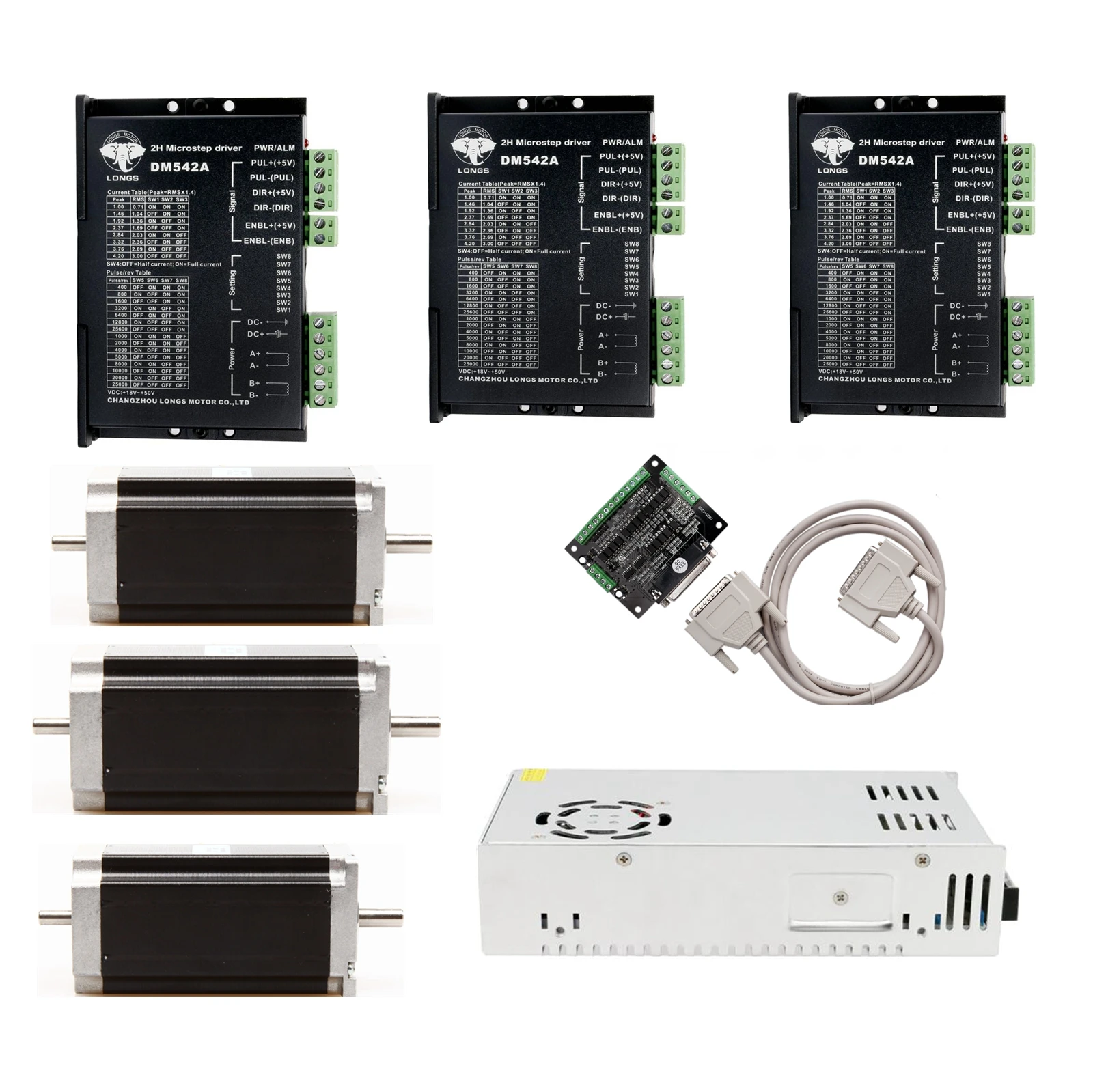 Шаговый двигатель 3Axis Nema 23 425oz.in 23HS9430B 3A шаговый Драйвер DM542A