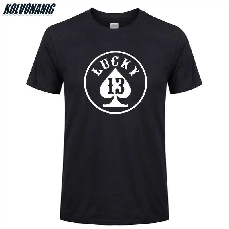 

2021 Summer Men Brand Clothing Lucky Number 13 Poker Playing Cards A Printed Men's T Shirt Oversized O-neck Cotton Rock T-Shirts