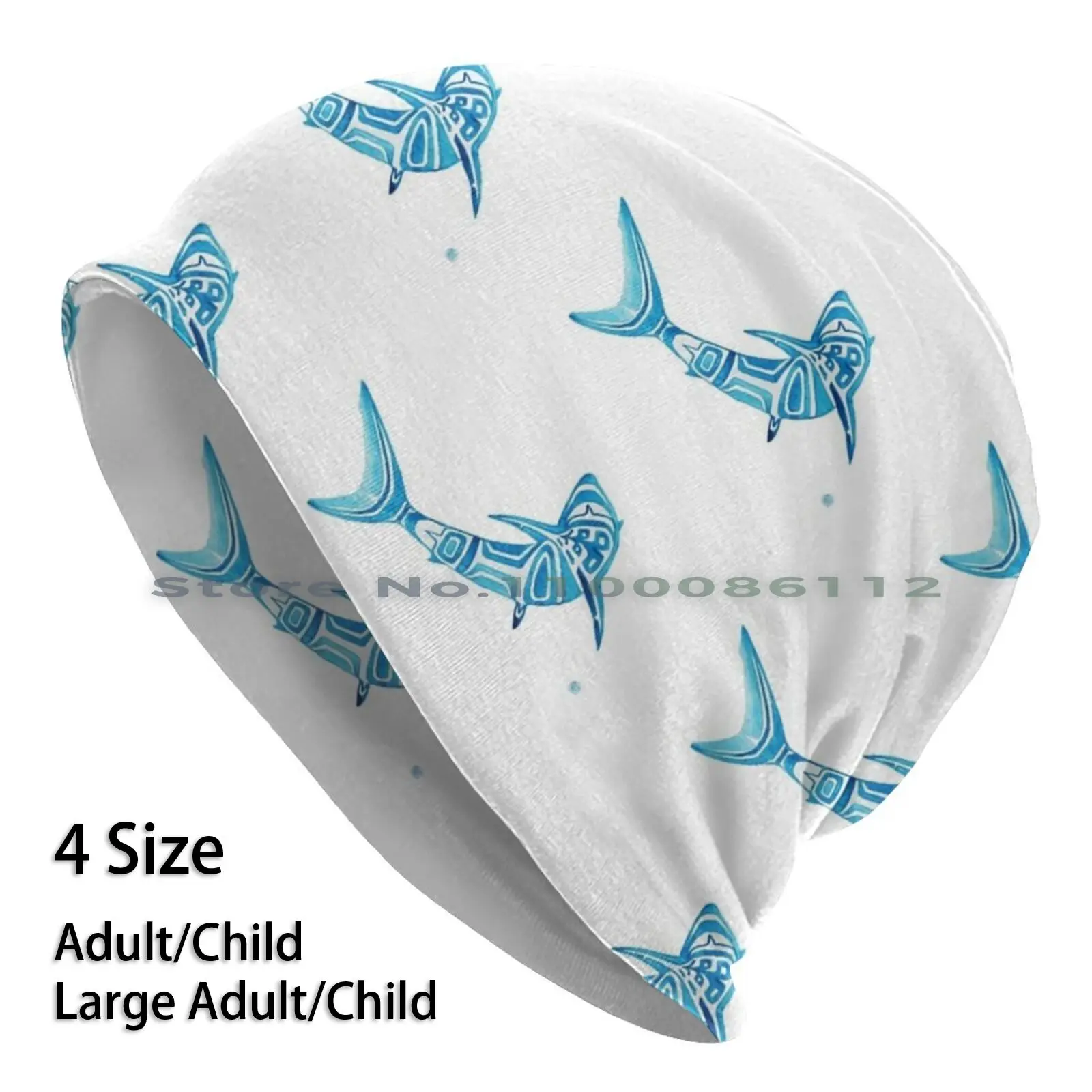 

Шапка-бини север Северо-Западная Синяя Акула вязаная шапка Синяя акула Рыба животное натуральное Искусство Акварель Этническое Искусство ...