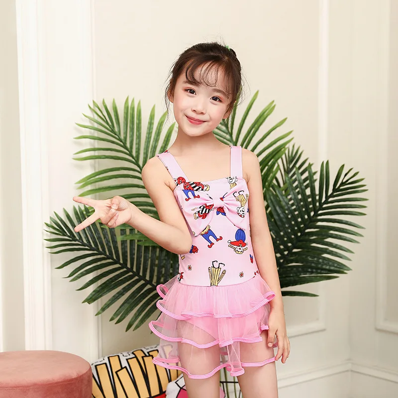 Новый стильный детский купальный костюм в Корейском стиле милый с бантом и