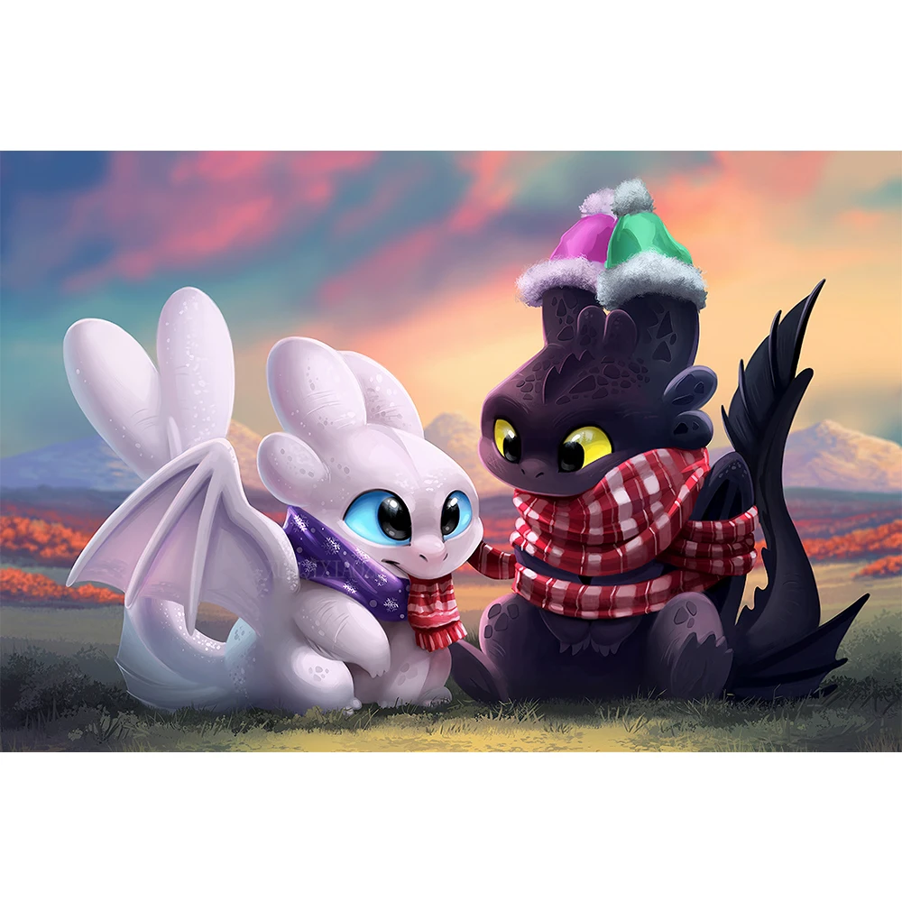 

DIY Disney Diamond Painting Flying Dragon Couple Home Decoration Embroidery Square Round Cartoon Crafts Mosaic Home Decoration