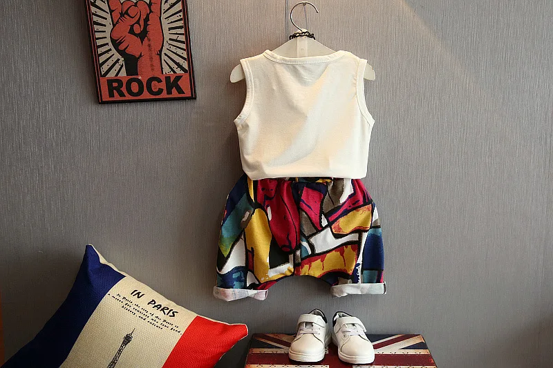 Комплект одежды для мальчиков летний модный комплект детской хлопковый жилет