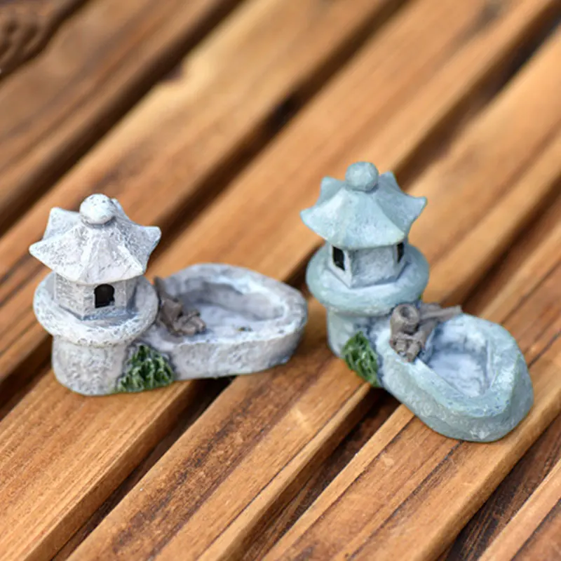 

1 Pcs Pool Tower Succulent Plant Ornaments Figurines Miniatures Fairy Garden Gnome Moss Resin Crafts Home Decoration